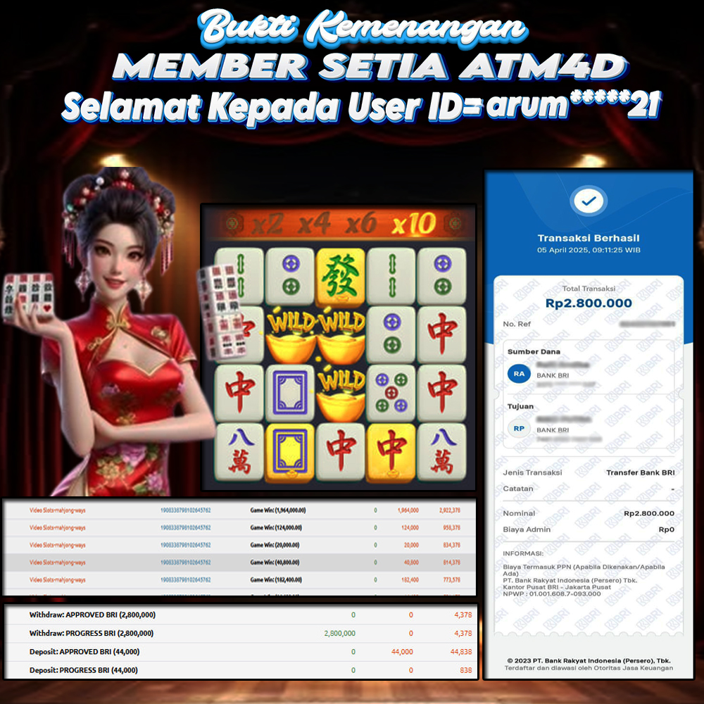 SLOT GACOR ATM4D JACKPOT SLOT MAHJONG WAYS 05 APRIL 2025